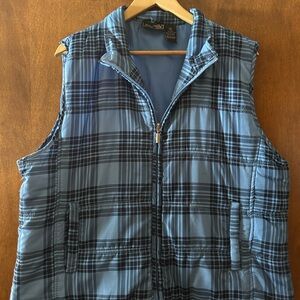 Jane Ashley Woman’s Blue and Black Plaid puffer Vest
